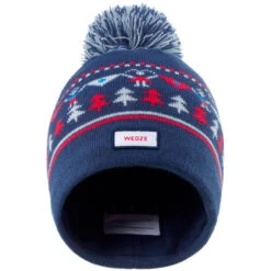 WEDZE BONNET DE SKI ENFANT - JACQUARD - BLEU MARINE -Horizon Glacial bonnet de ski enfant jacquard bleu marine 2