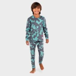 Ensemble De Sous-vêtements Thermiques Garçon Sports D'hiver Enfants Gem Vert