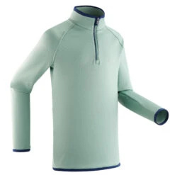 WEDZE Sous-vêtement De Ski Enfant FRESHWARM 1/2 Zip Haut Vert D'eau