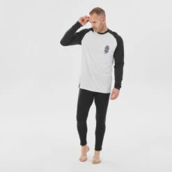 WEDZE Sous-vêtement De Ski Homme - BL 590 Brokovich Laine Mérinos Haut - Noir Blanc -Horizon Glacial sous vetement de ski homme bl 590 brokovich laine merinos haut noir blanc 7