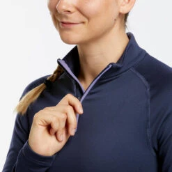 WEDZE Sous-vêtement Thermique De Ski Femme BL 500 1/2 Zip Haut - Bleu Marine -Horizon Glacial sous vetement thermique de ski femme bl 500 12 zip haut bleu marine 5